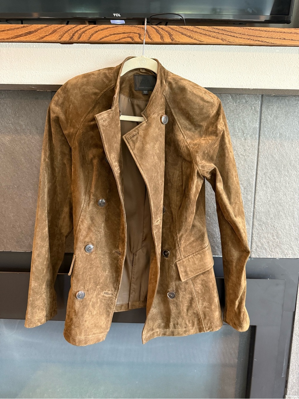 Zara Women's Brown Suede Double-Breasted Jacket